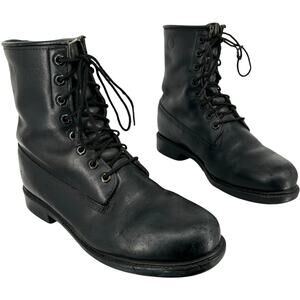 Vintage 70s 80s Black Men's 9M Herman Survivors Leather Combat Logger Boots